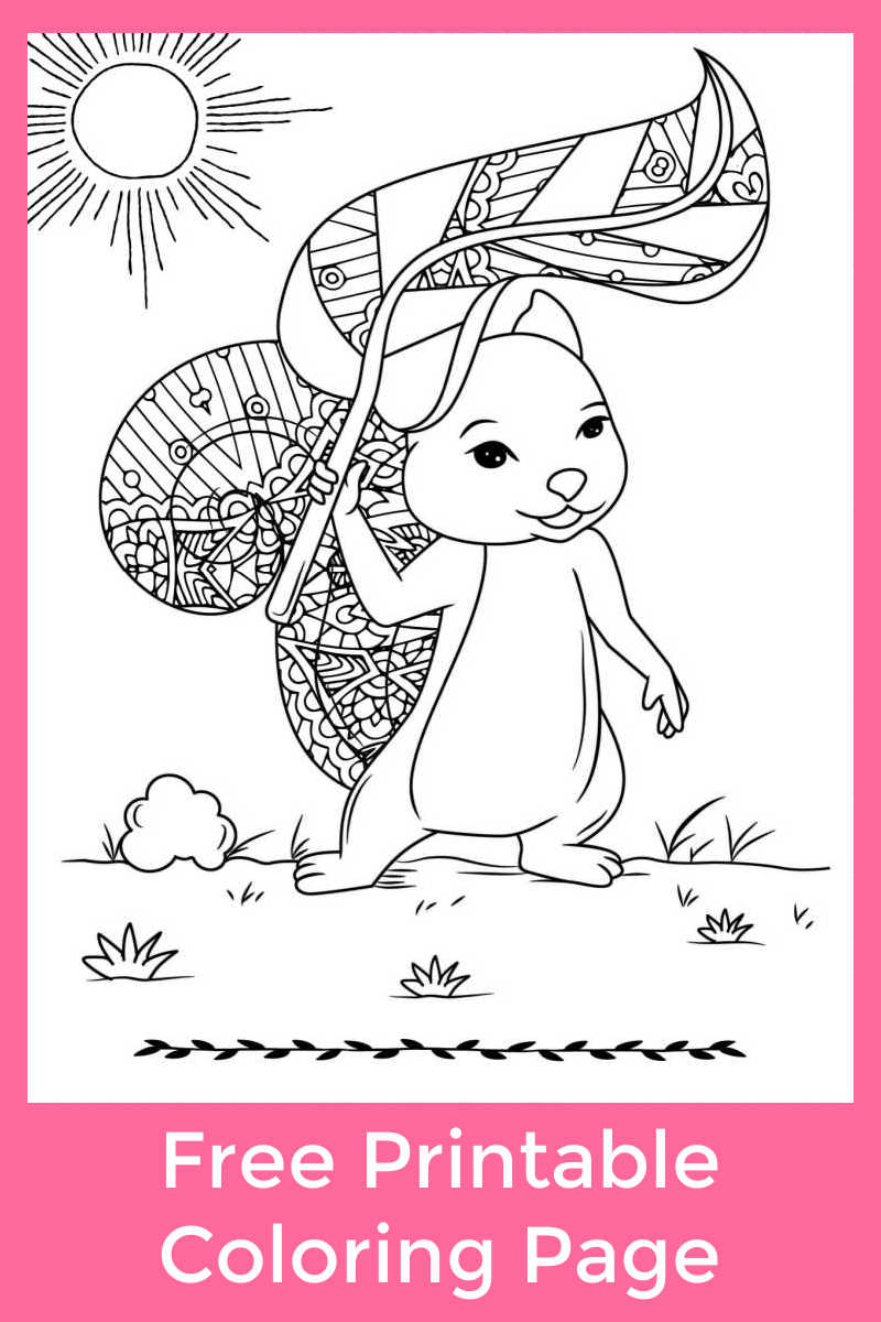 It is always so nice to soak up the sun, so you will love this free printable squirrel in the sunshine coloring page. 