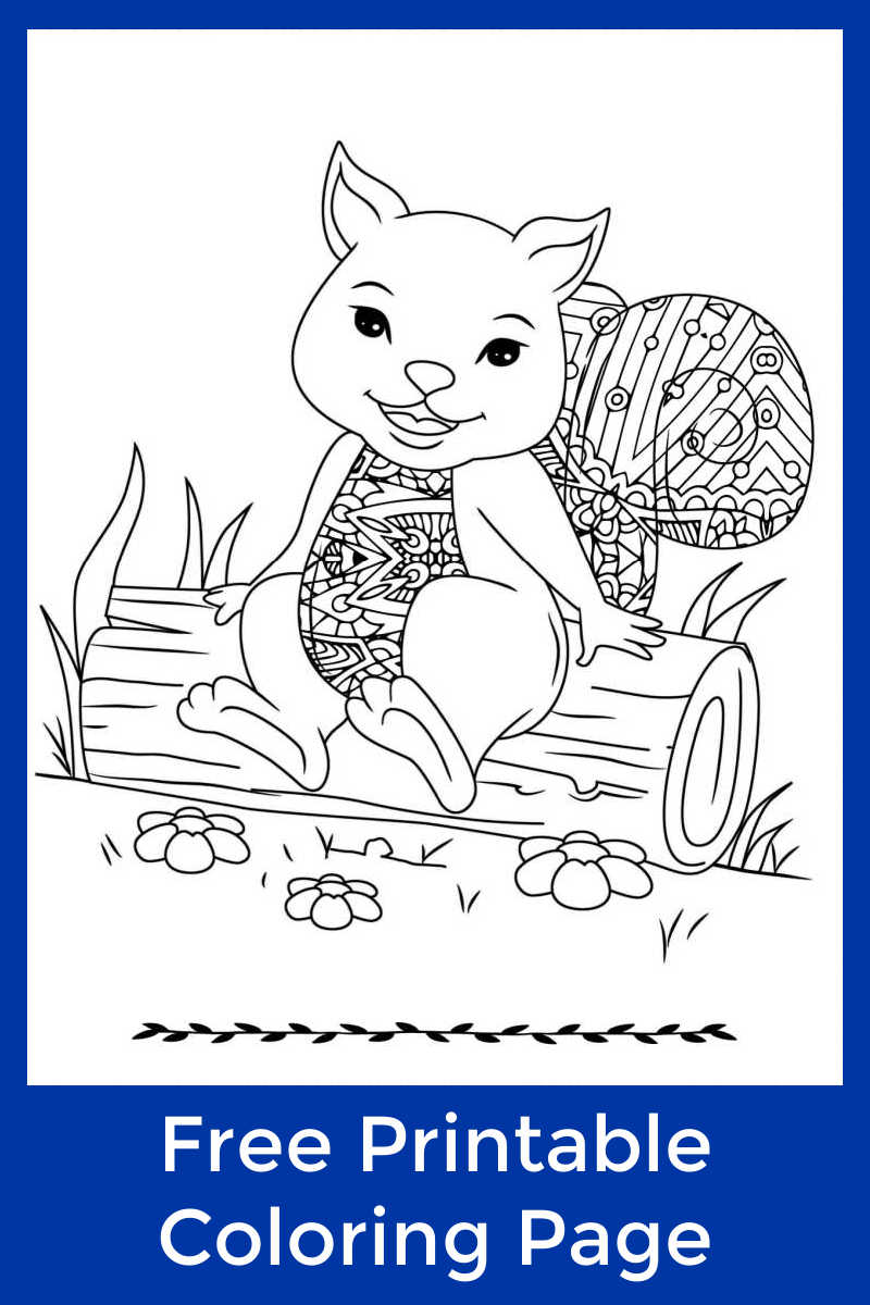 printable squirrel log coloring page.