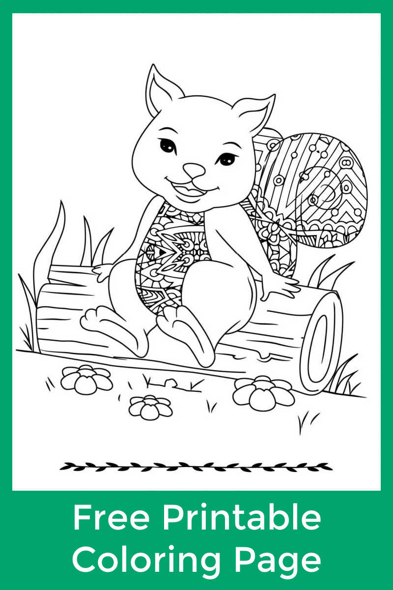 When you want to color a cute an uplifting picture, download this free printable squirrel on a log coloring page. 