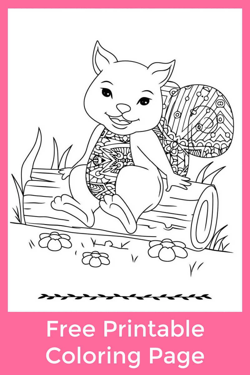 When you want to color a cute an uplifting picture, download this free printable squirrel on a log coloring page. 