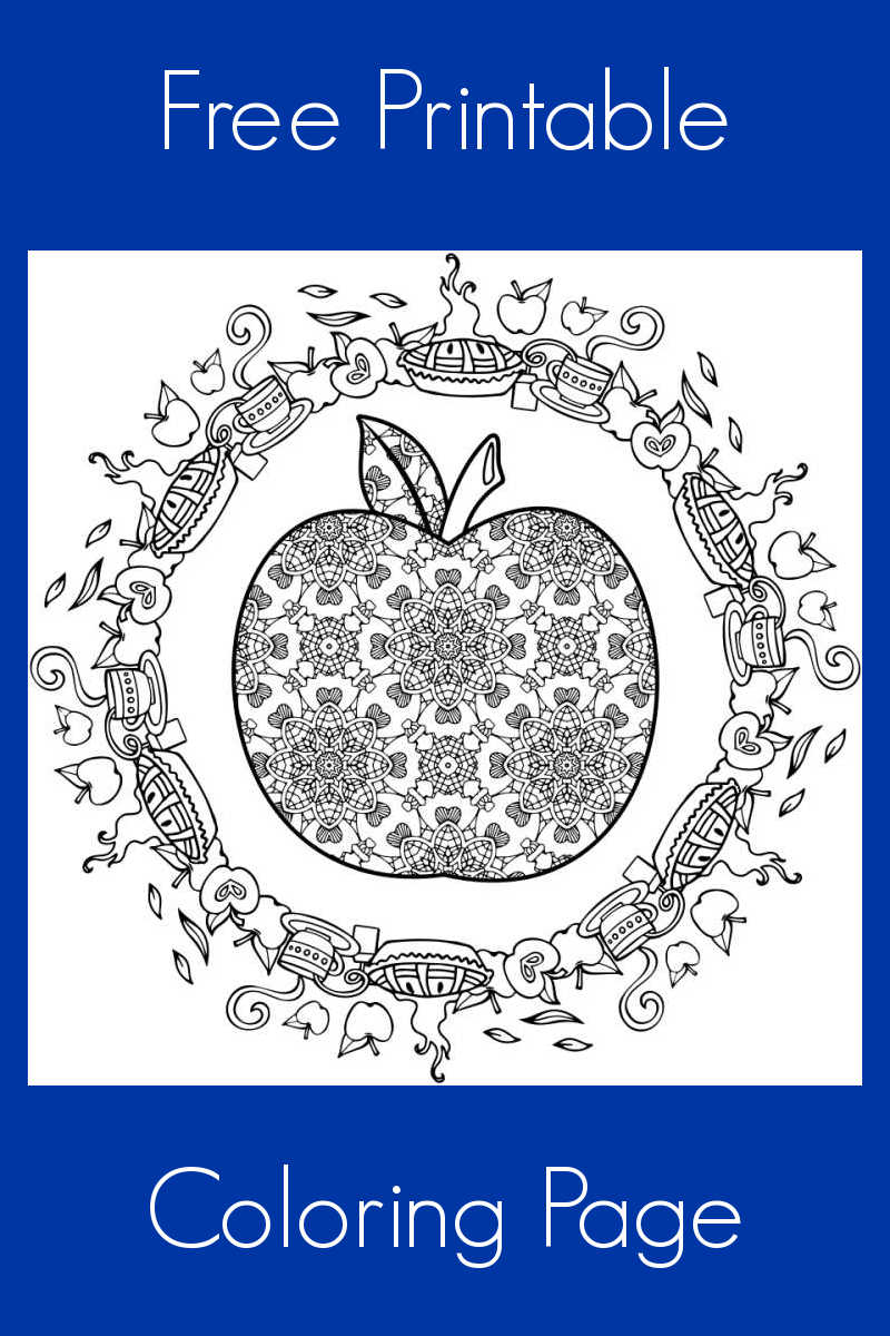 apple adult coloring page.