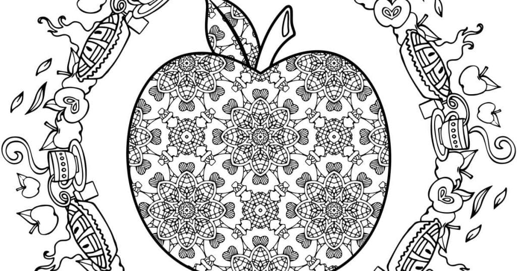 Free Printable Apple Adult Coloring Page - Mama Likes This