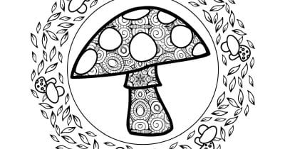 magical mushroom coloring page.