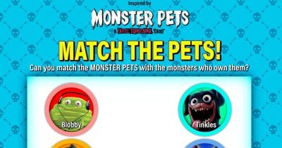 feature monster pets matching activity page.