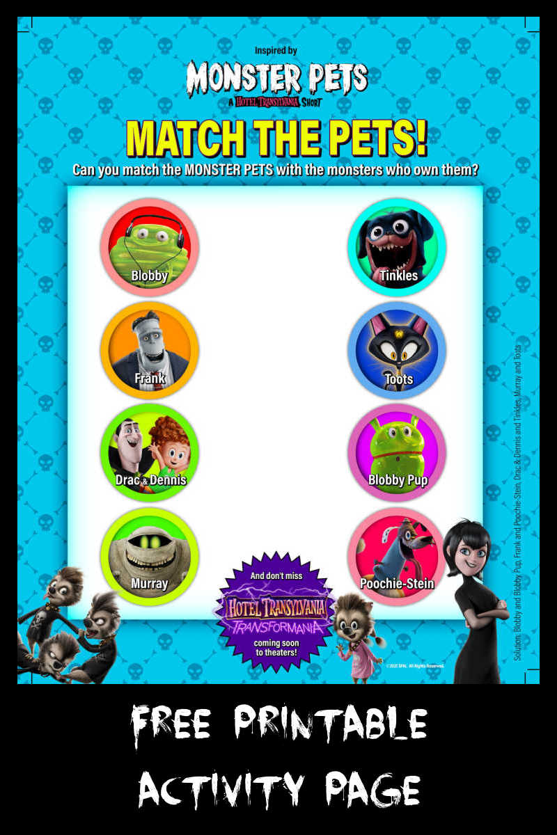 Download this free Monster Pets matching activity, so that your child can try to match the Monster Pets with the monsters who own them. 