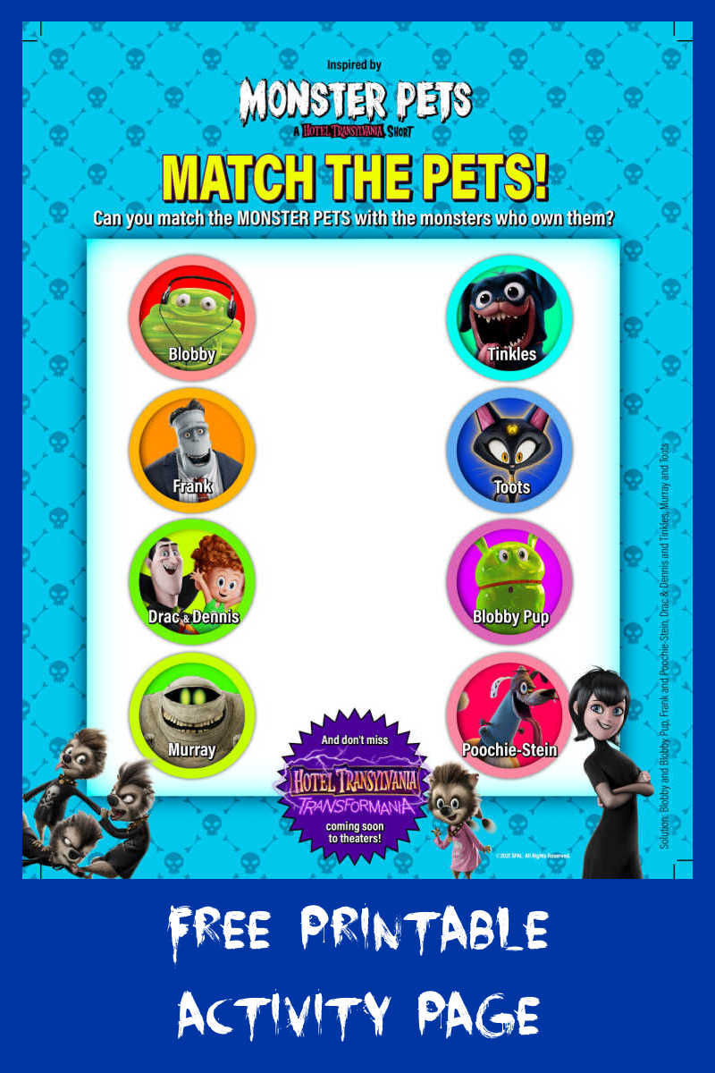 Download this free Monster Pets matching activity, so that your child can try to match the Monster Pets with the monsters who own them. 