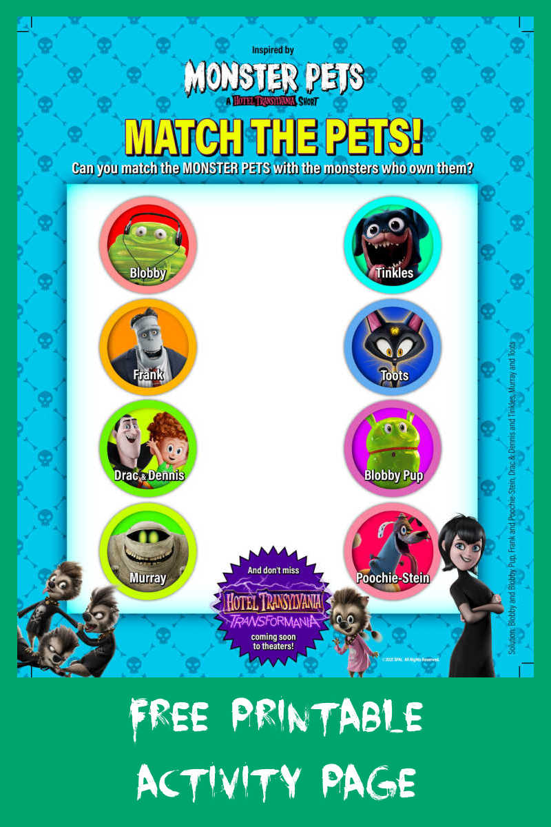 Download this free Monster Pets matching activity, so that your child can try to match the Monster Pets with the monsters who own them. 