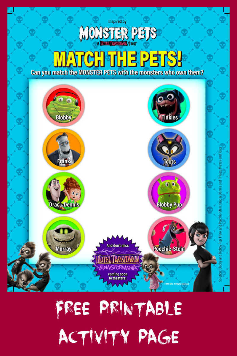 Download this free Monster Pets matching activity, so that your child can try to match the Monster Pets with the monsters who own them. 