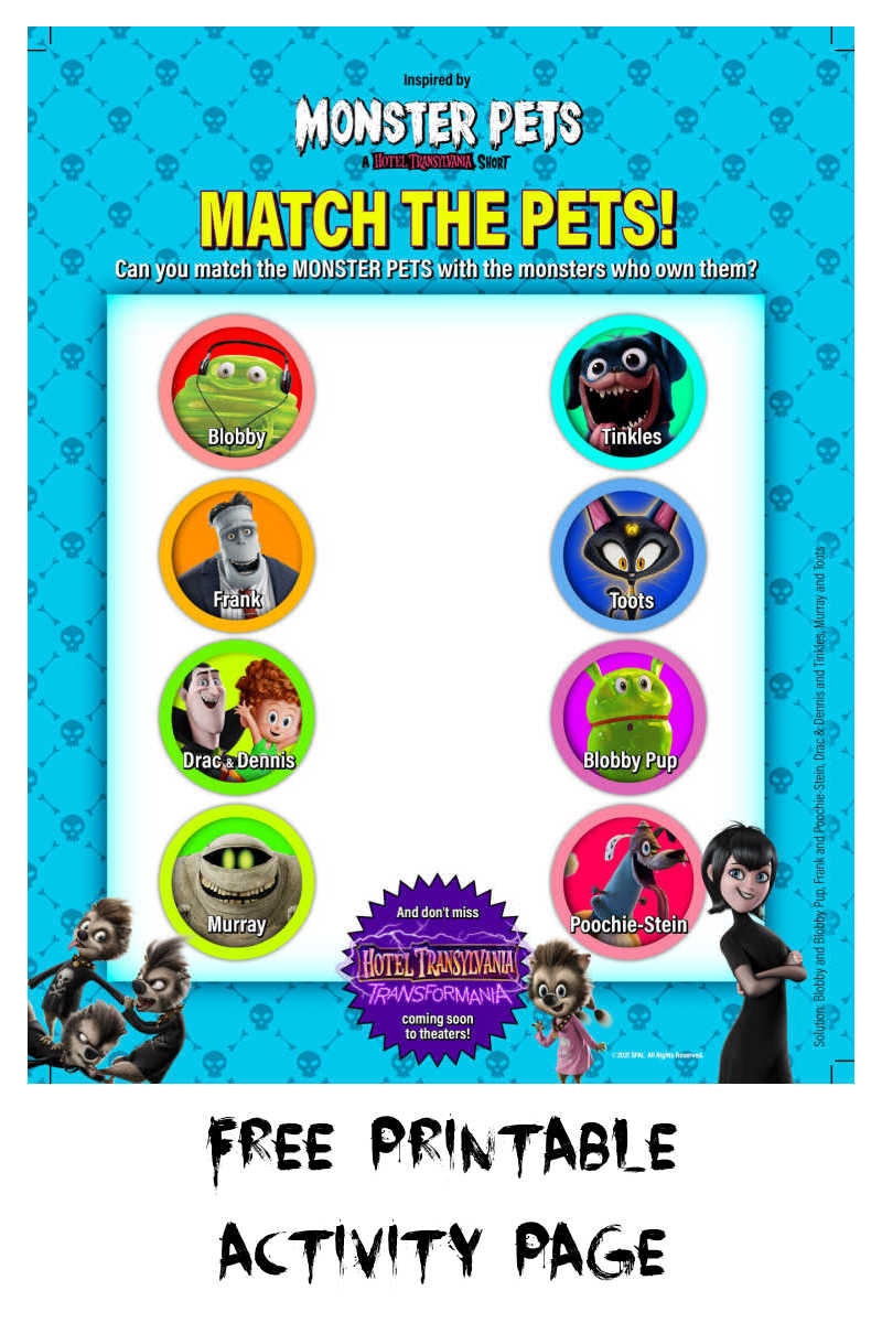 Download this free Monster Pets matching activity, so that your child can try to match the Monster Pets with the monsters who own them. 