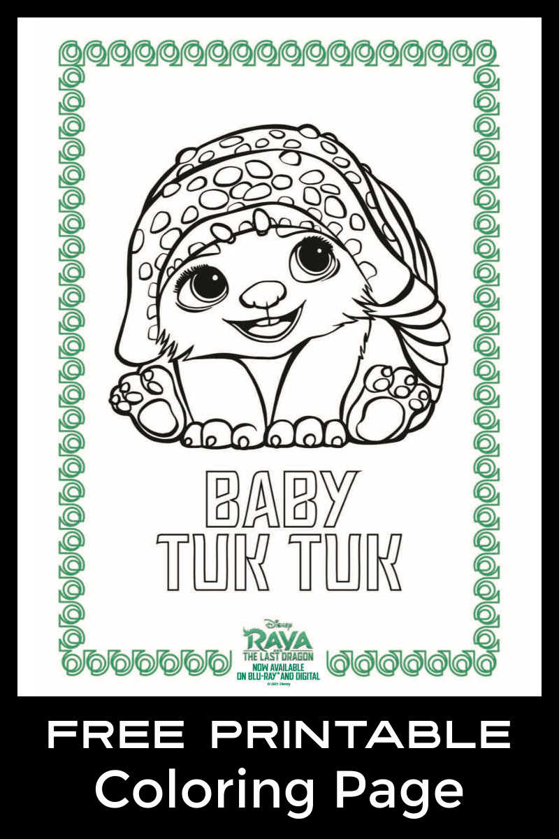 Raya and The Last Dragon fans will love it, when you download this free printable Baby Tuk Tuk coloring page from Disney. 