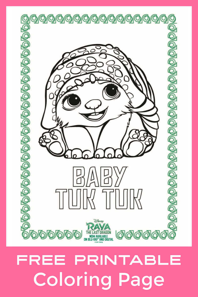 Raya and The Last Dragon fans will love it, when you download this free printable Baby Tuk Tuk coloring page from Disney. 