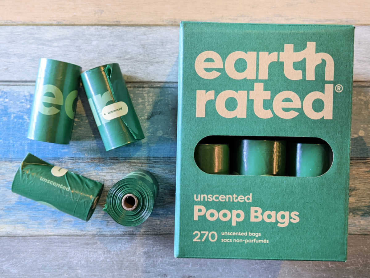 box of earth rated poop bags