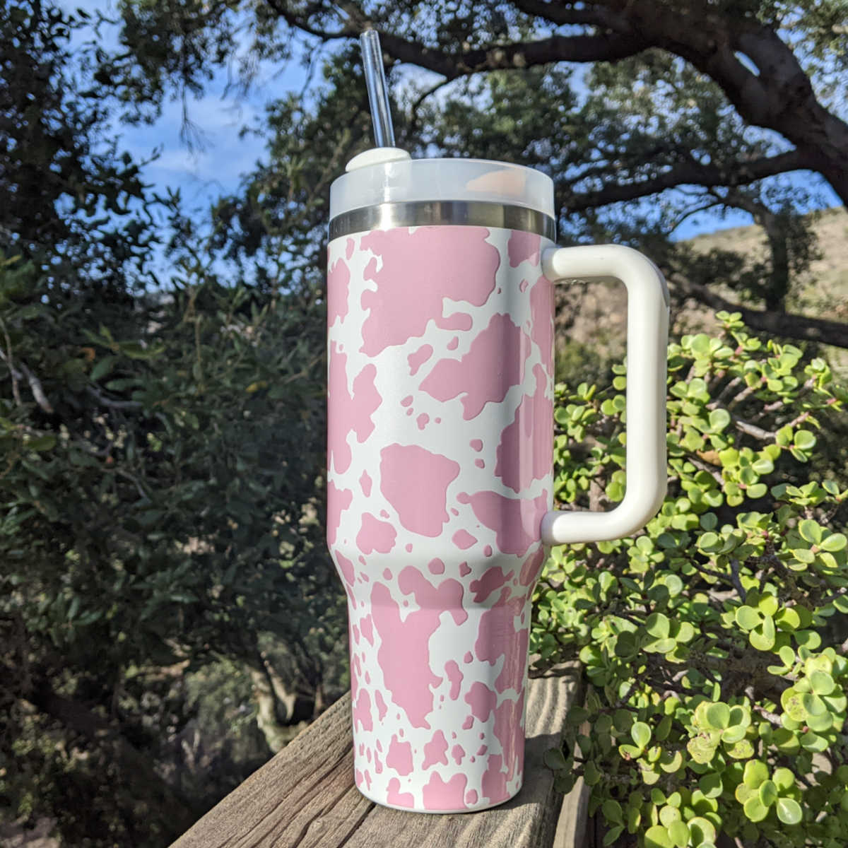 mom gift pink cow tumbler