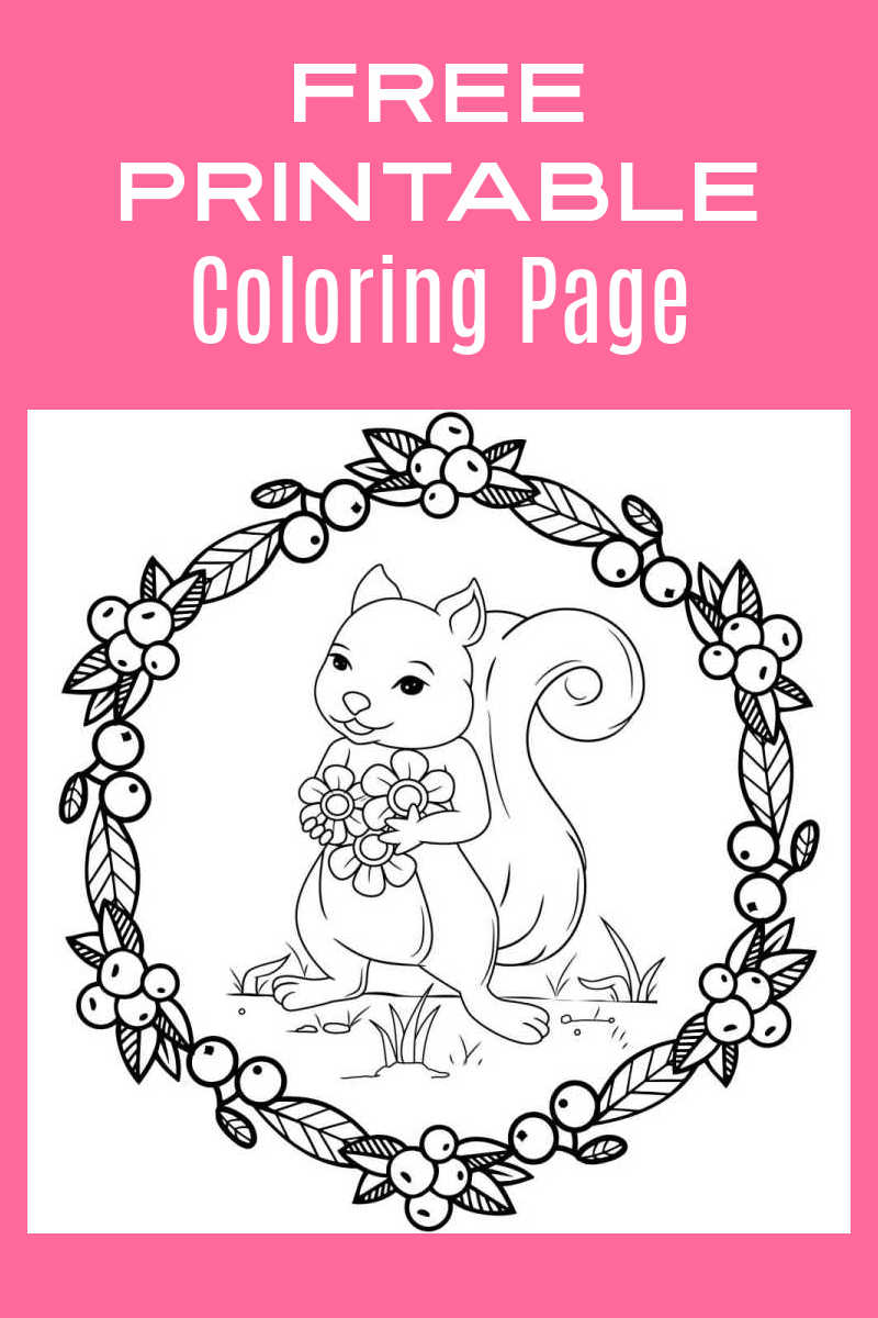 When you download this free printable squirrel holding flowers coloring page, an adult or child can have fun coloring it. 