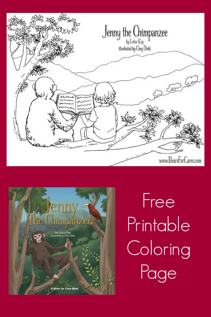 Free Download - Jenny The Chimpanzee Coloring Page - Mama Likes This