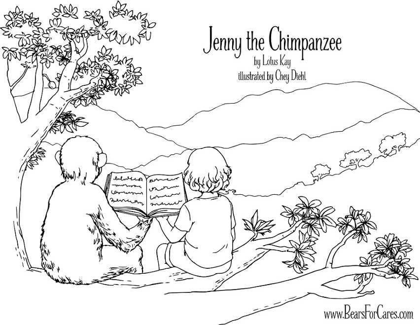 Free Download - Jenny The Chimpanzee Coloring Page - Mama Likes This