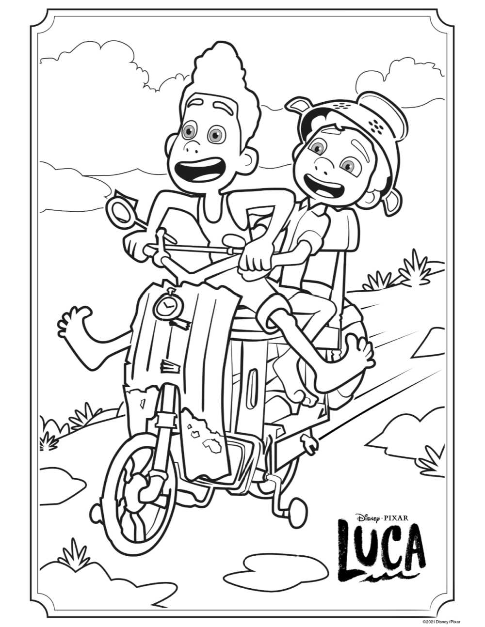 scooter ride coloring page