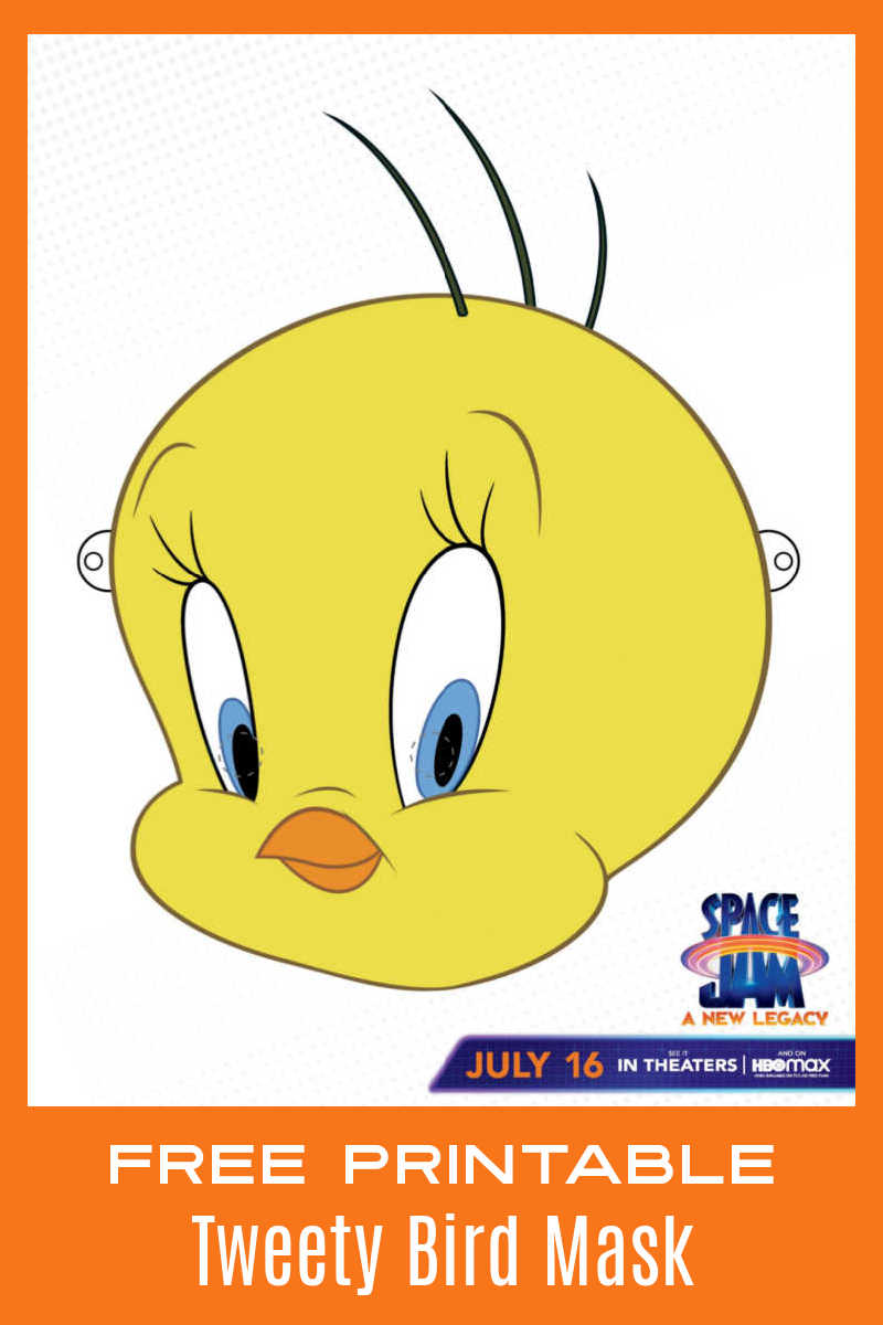 Your child will have fun making a Space Jam Tweety mask, but they can also have fun imaginative play pretending to be Tweety Bird. #ad