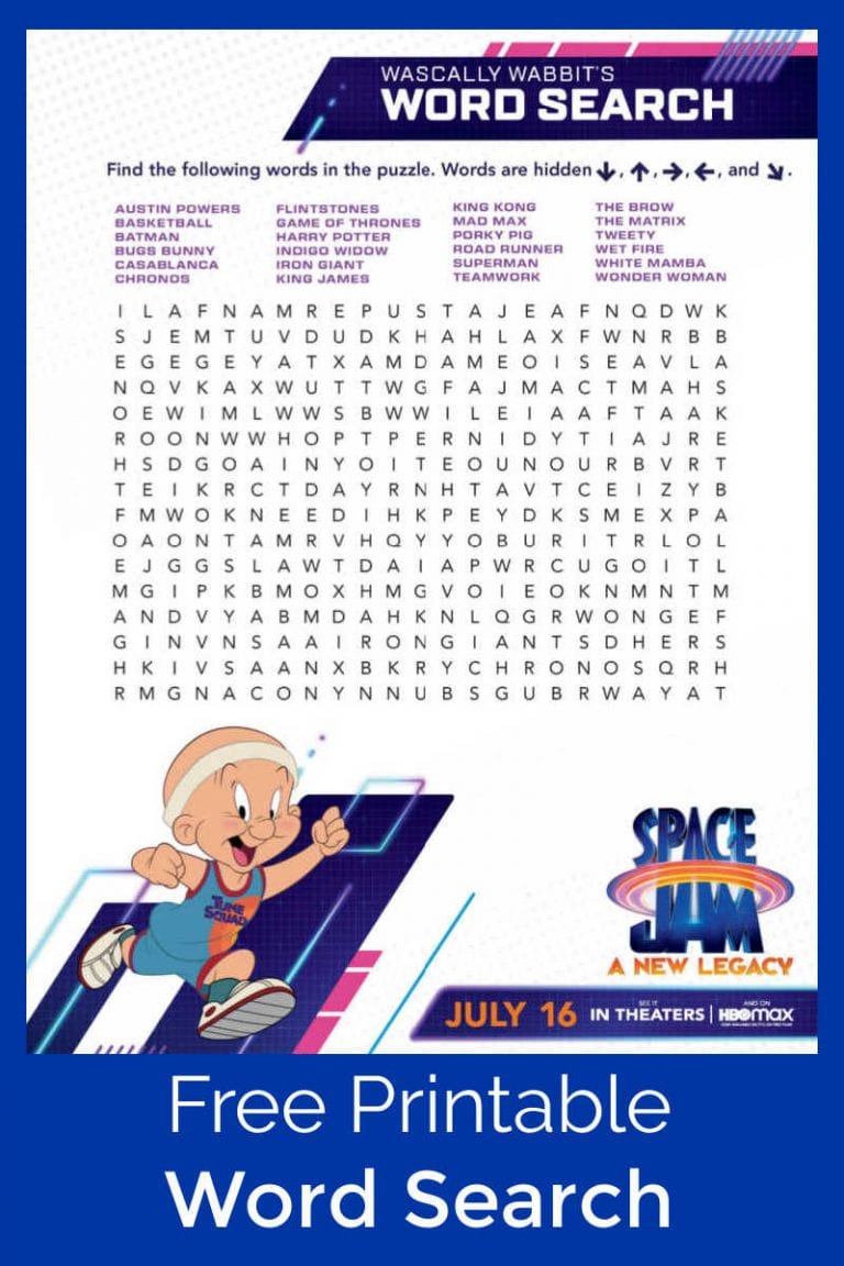 free printable space jam word search mama likes this