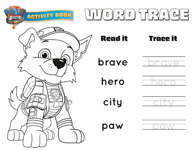 paw patrol word trace