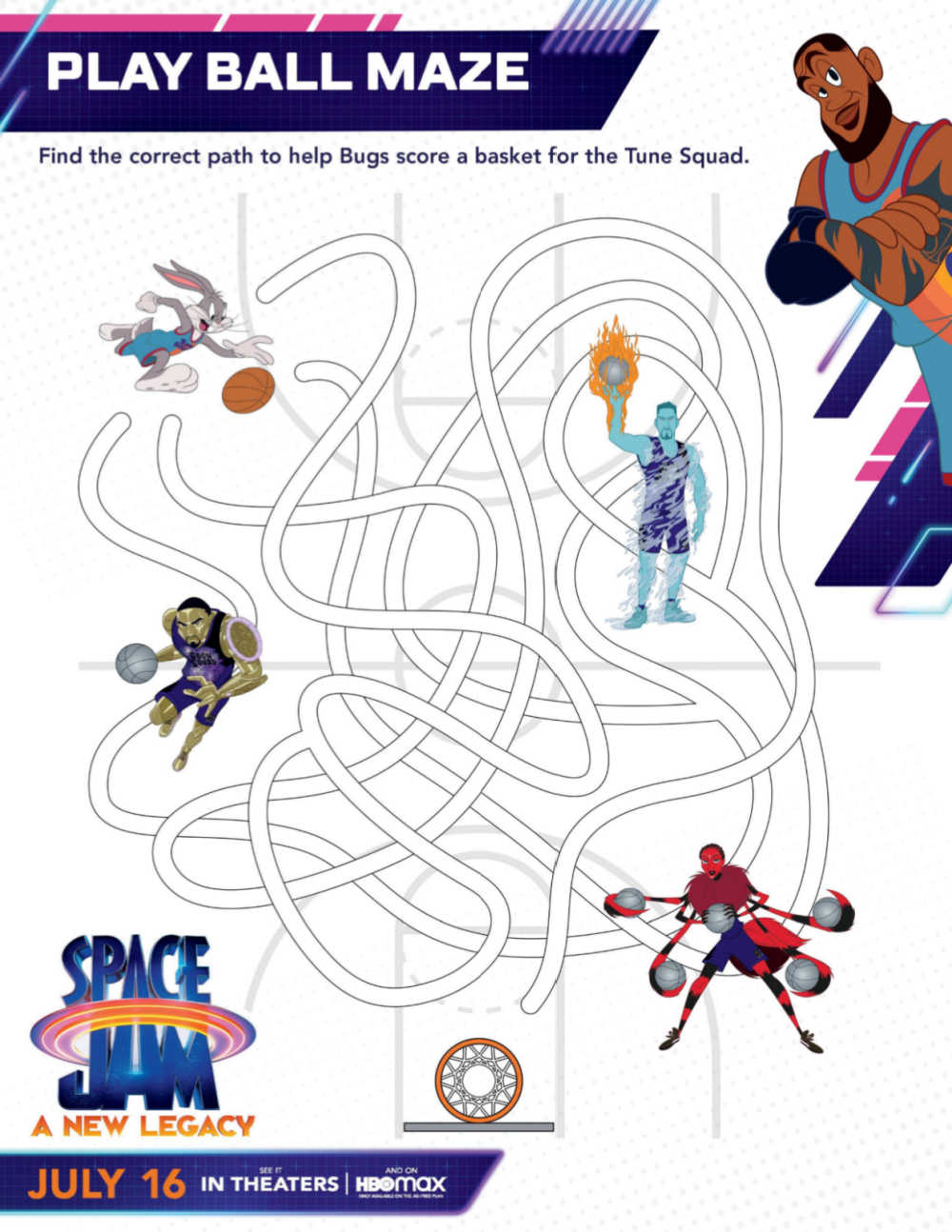 printable space jam maze