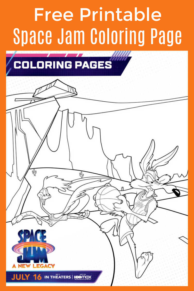 Download this free printable Space Jam coloring page, so your child can color this action packed picture of Road Runner and Wile. E. Coyote. #ad