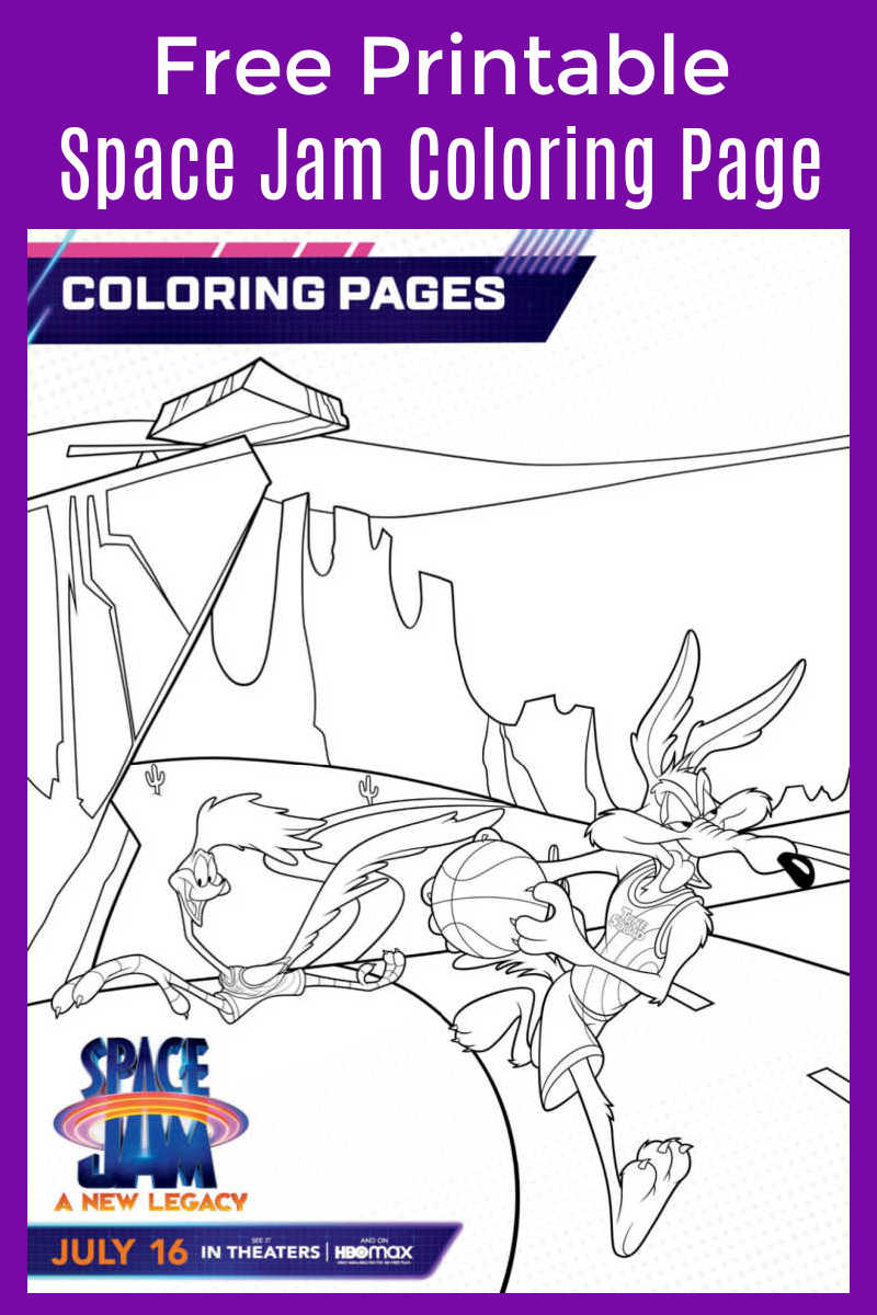 Download this free printable Space Jam coloring page, so your child can color this action packed picture of Road Runner and Wile. E. Coyote. #ad