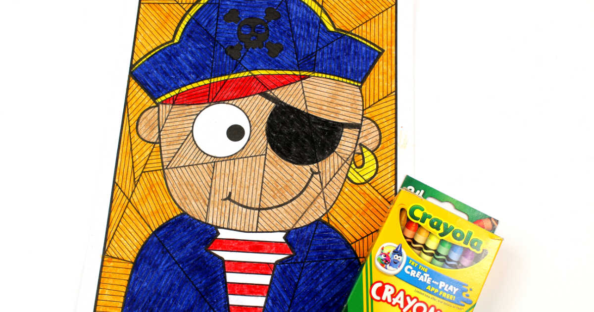 crayons and pirate coloring page