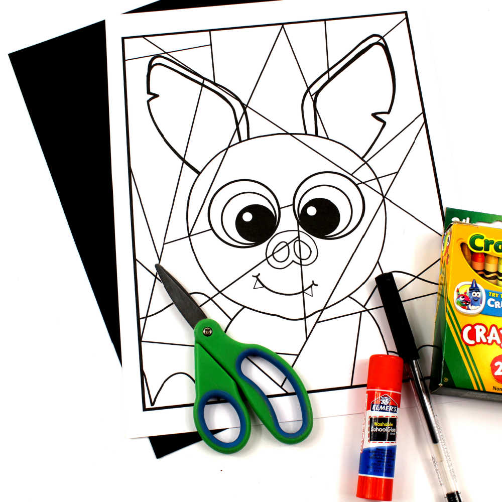 supplies for bat coloring craft