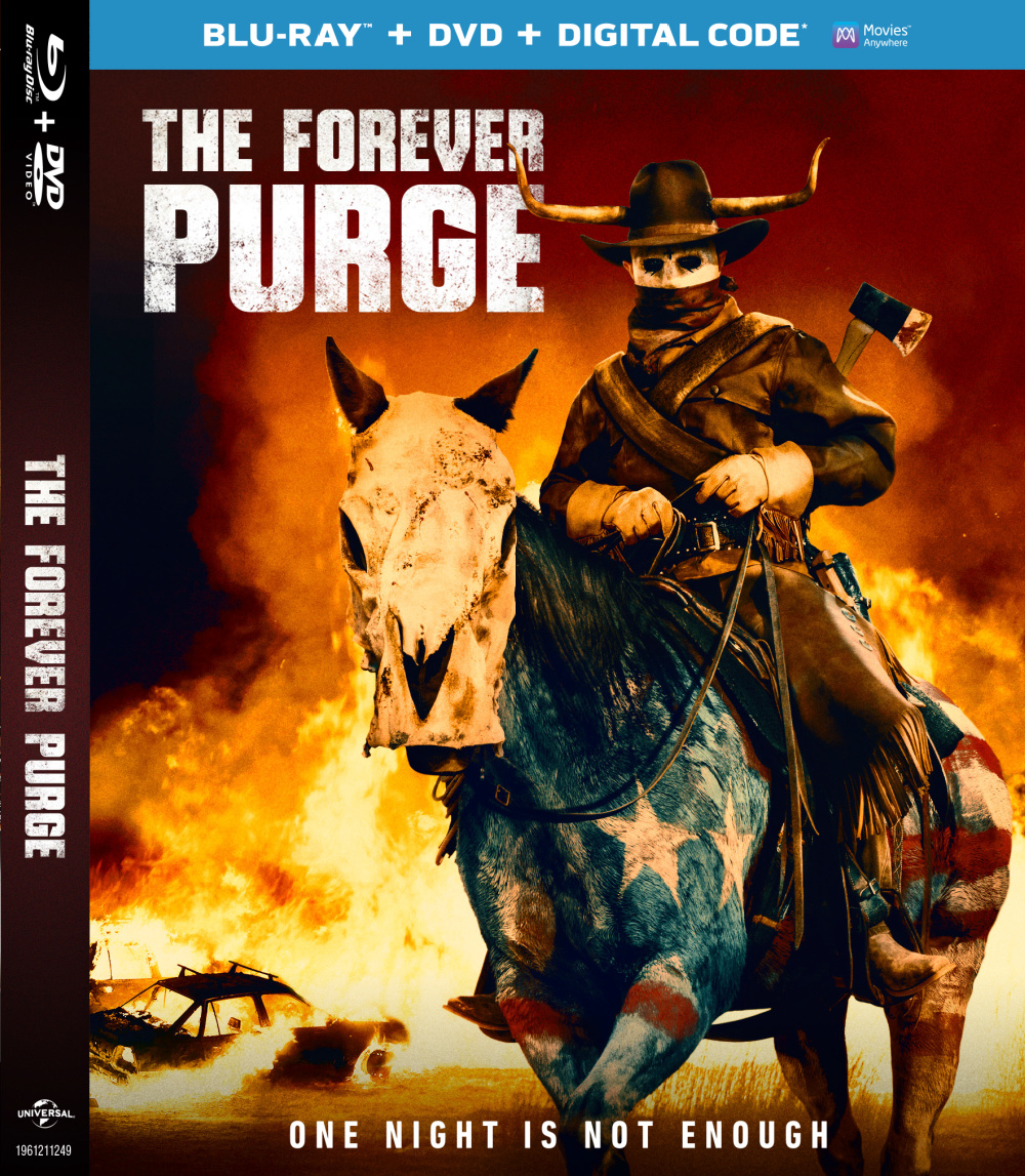 Dystopian horror fans will want to add The Forever Purge blu-ray to their collection, since "one night is not enough."