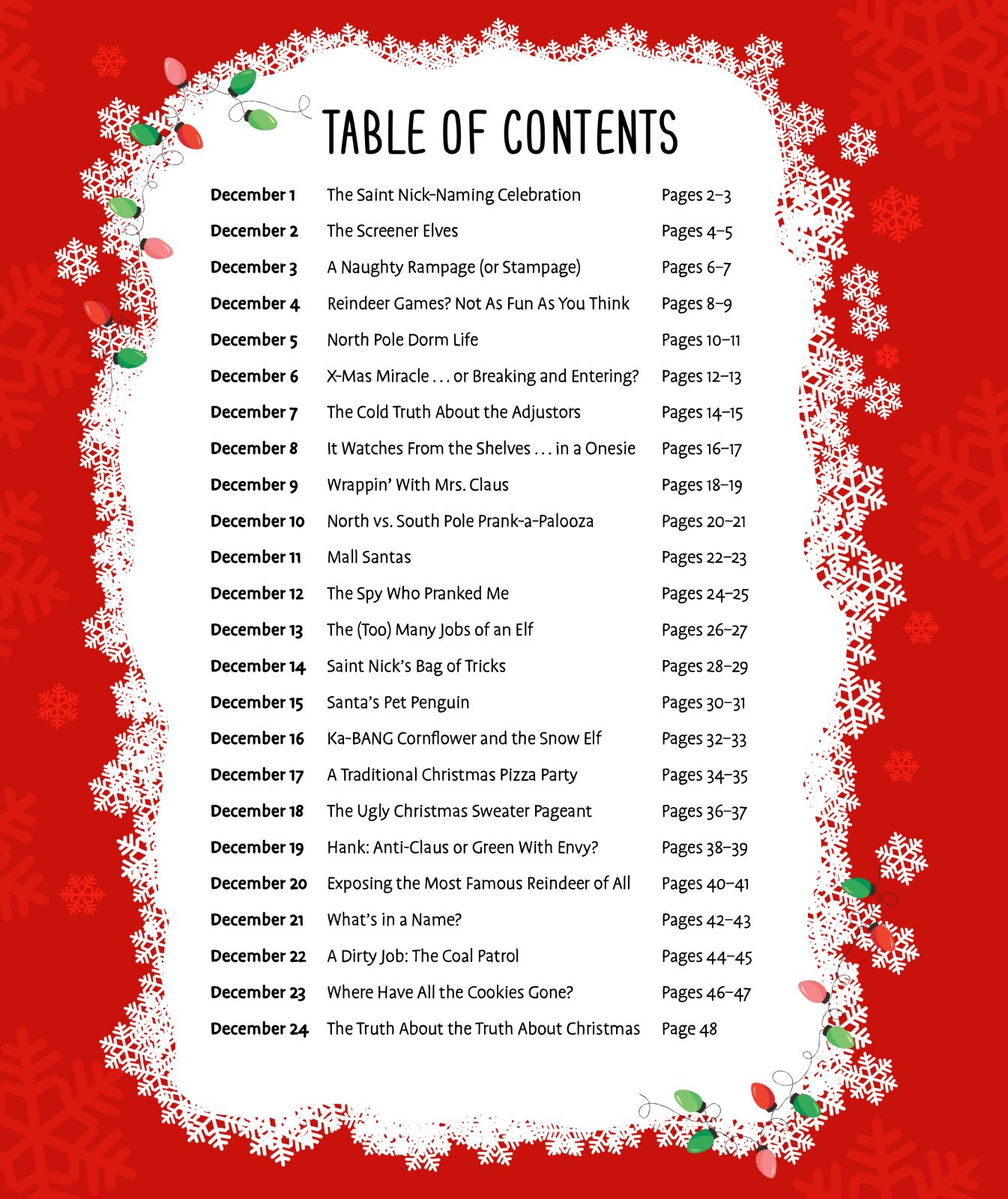 The X-mas Files table of content