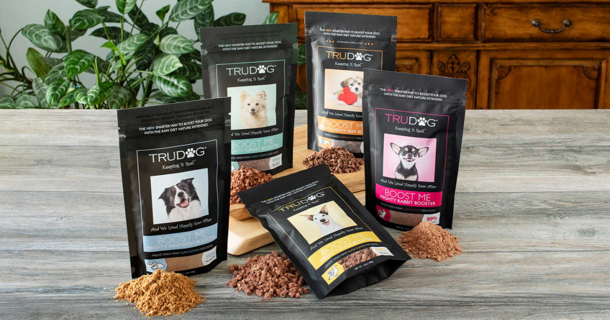 assorted trudog raw freeze-dried dog food toppers