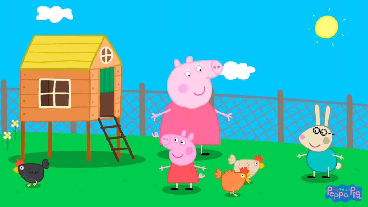 chicken coop chores with peppa pig