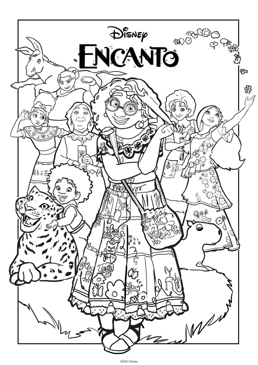 Free Printable Encanto Madrigal Family Coloring Page   Mama Likes This