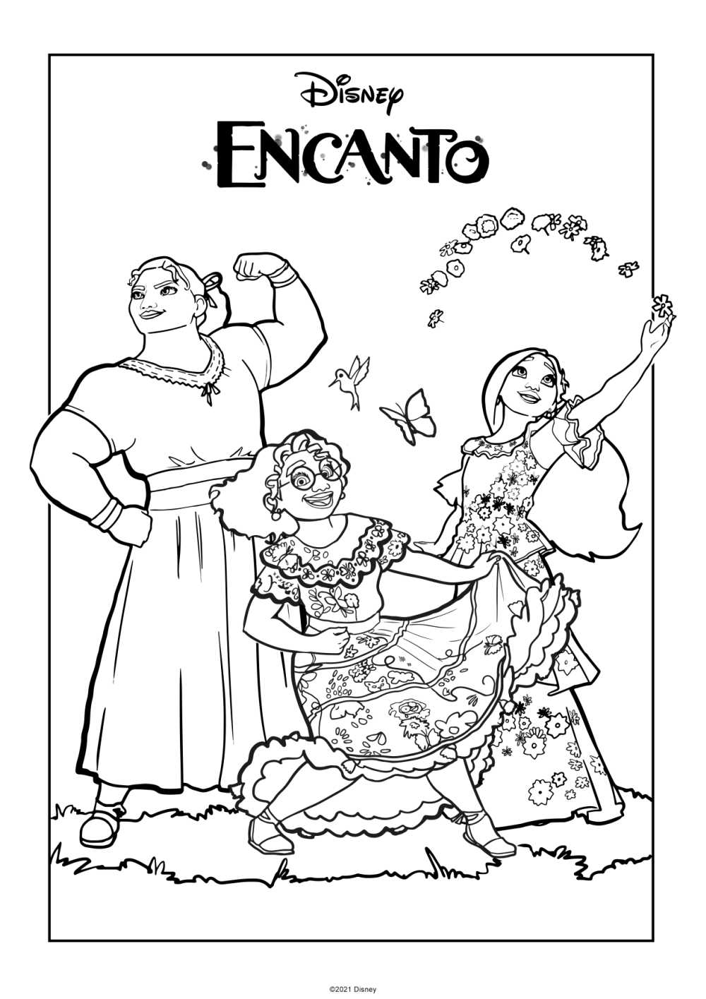 Free Download: Encanto Madrigal Sisters Coloring Page - Mama Likes This