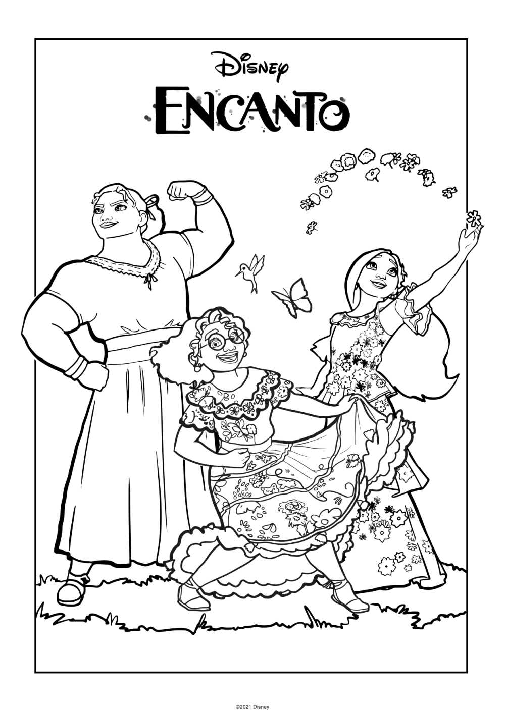 Free Download Encanto Madrigal Sisters Coloring Page Mama Likes This