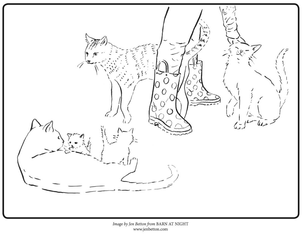 coloring page of barn cats