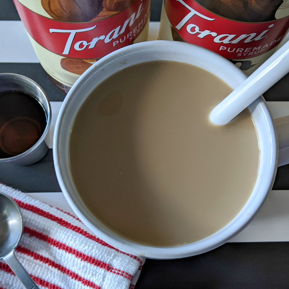 mug of coffee and torani syrup