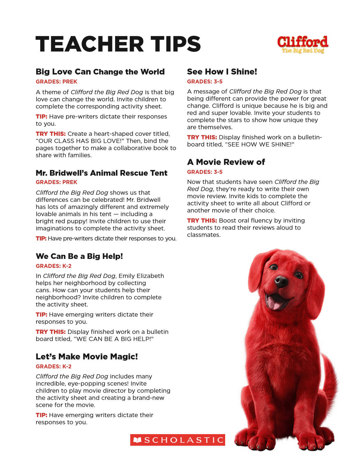 Printable Activities, Clifford the Big Red Dog