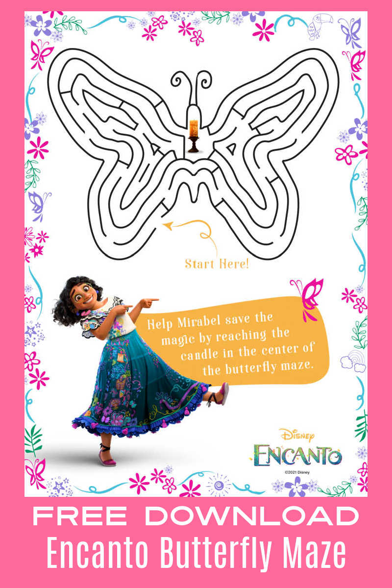 The Disney Encanto butterfly maze printable is a cute and fun challenge for kids, so download it today for free. 