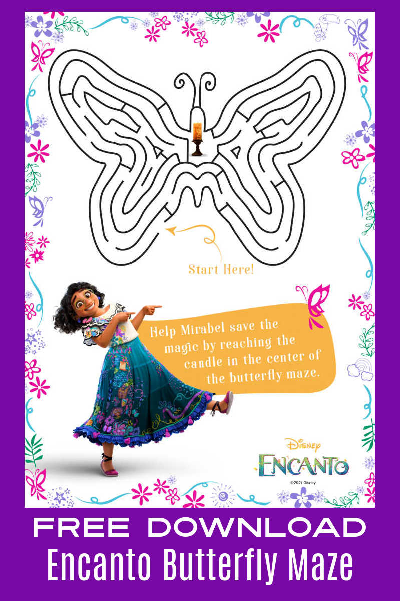 The Disney Encanto butterfly maze printable is a cute and fun challenge for kids, so download it today for free. 