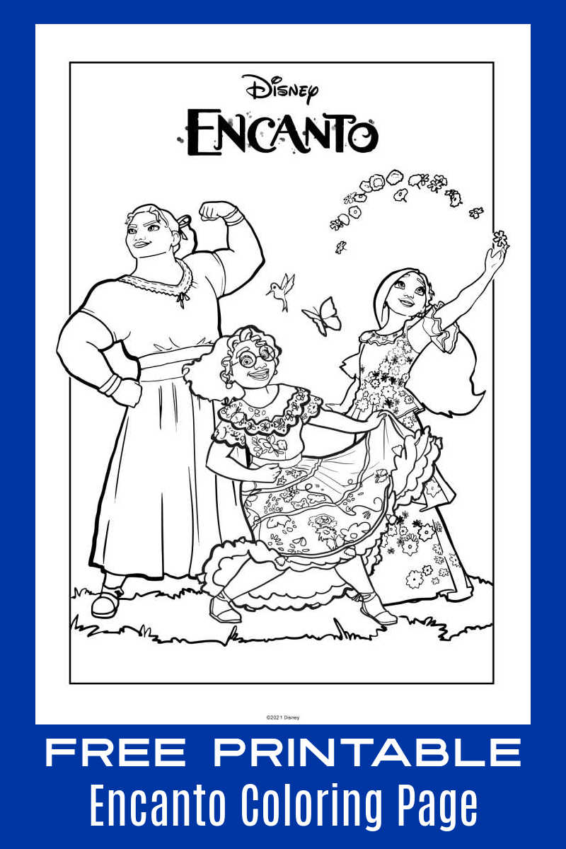 Encanto coloring pages: Mirabel Madrigal and other characters from