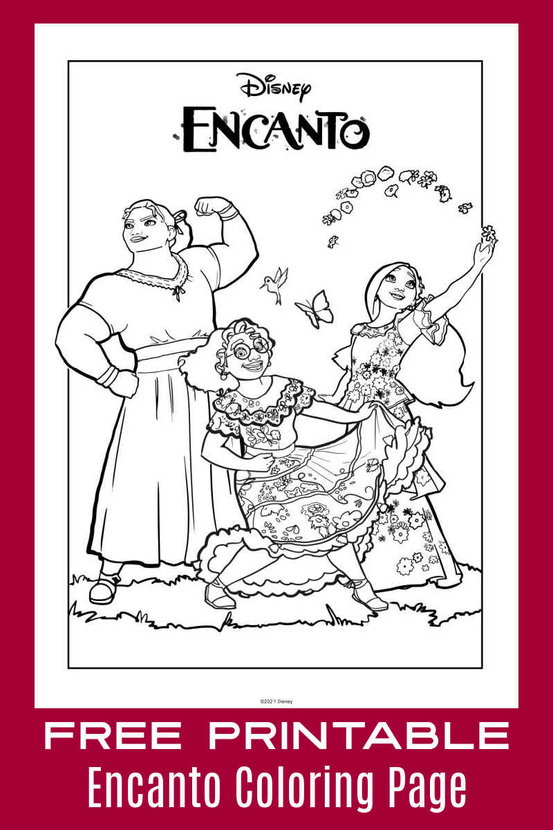 Free Download: Encanto Madrigal Sisters Coloring Page - Mama Likes