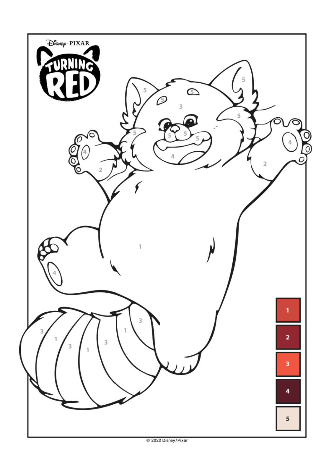 Download the Turning Red color by number activity, so that your child can enjoy this coloring page with a fun challenge built in.