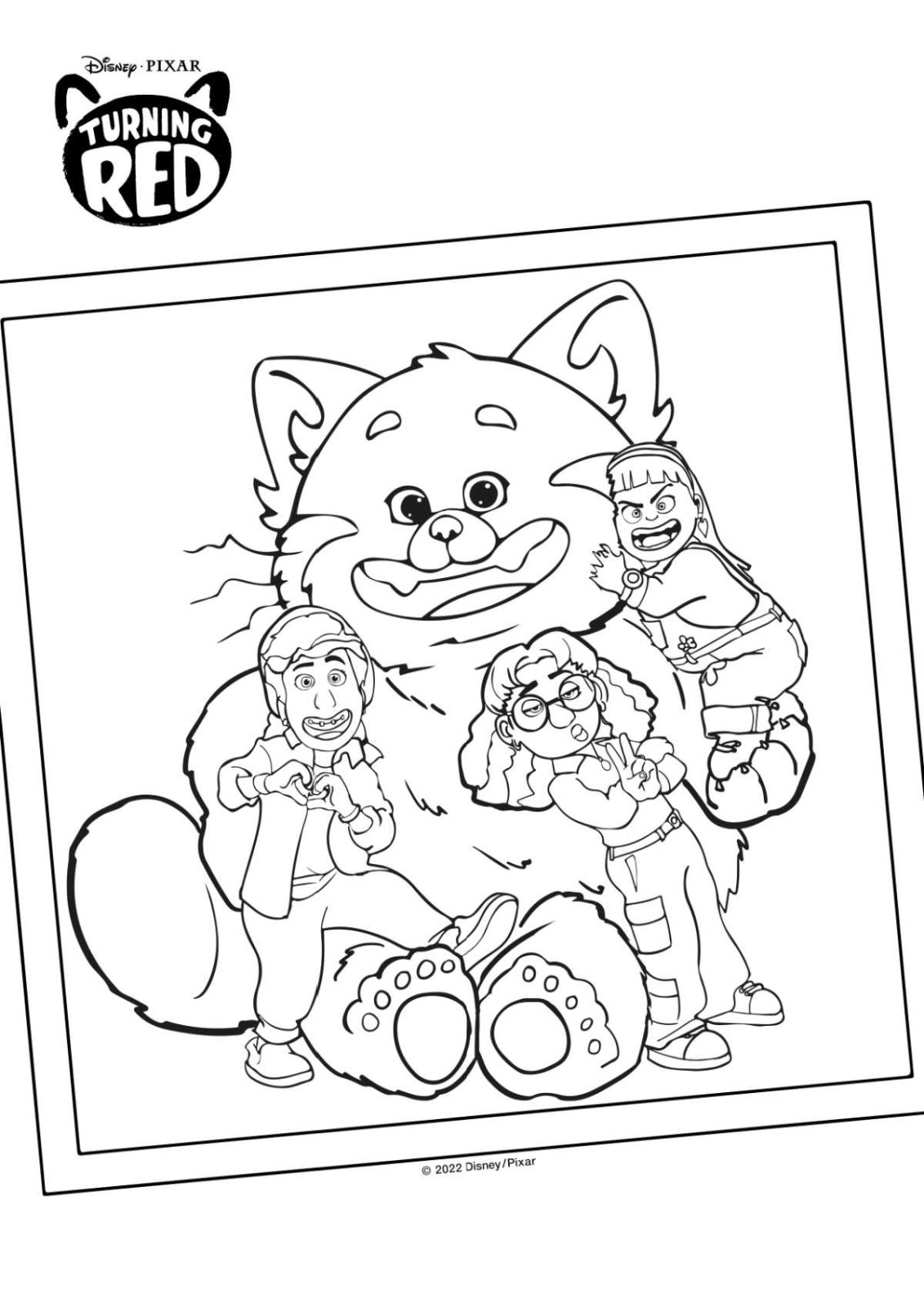 Print out this adorable panda coloring page for your kids, so they can color the characters from Disney Pixar's Turning Red movie. 