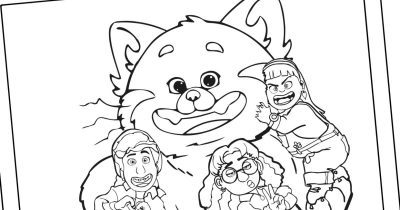 feature turning red panda coloring page