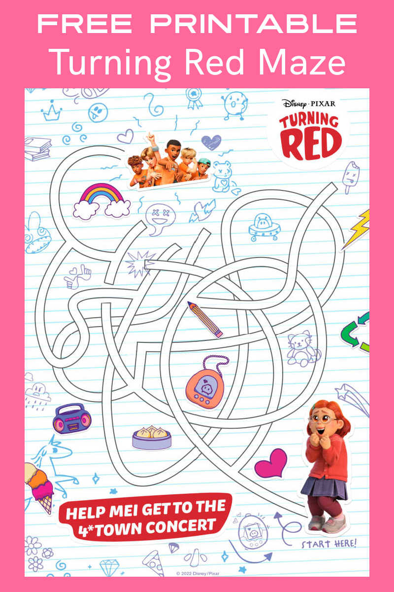 Download the free Turning Red maze for a fun little challenge courtesy of the latest Disney Pixar family movie. 