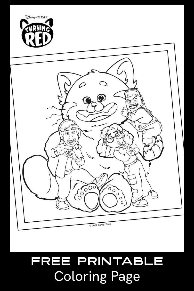 Print out this adorable panda coloring page for your kids, so they can color the characters from Disney Pixar's Turning Red movie. 