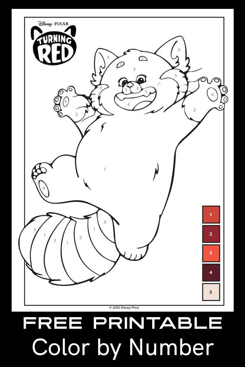 Download the Turning Red color by number activity, so that your child can enjoy this coloring page with a fun challenge built in.