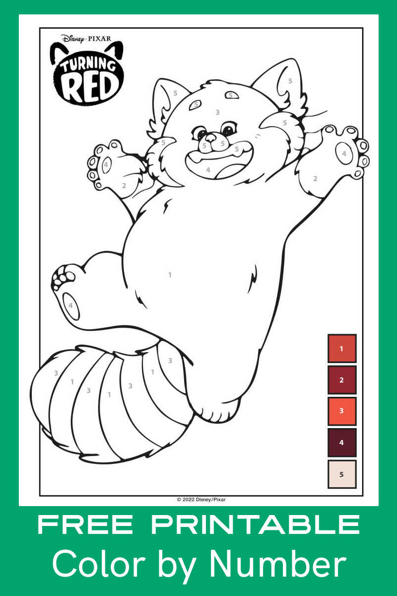 Download the Turning Red color by number activity, so that your child can enjoy this coloring page with a fun challenge built in.
